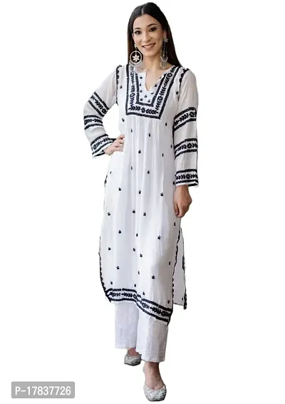 Stylish Womens Cotton Blend Embroidered Straight Kurta-thumb0