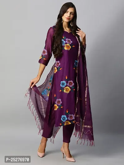 Stylish Women Cotton Kurta, Bottom with Dupatta Set-thumb3