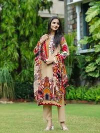 Stylish Beige Rayon Printed Kurta Bottom and Dupatta Set For Women-thumb3