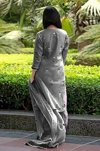 Stylish Grey Rayon Embroidered Kurta Bottom and Dupatta Set For Women-thumb1