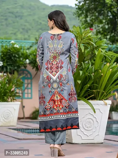 Stylish Multicoloured Rayon Printed Kurta Bottom and Dupatta Set For Women-thumb2