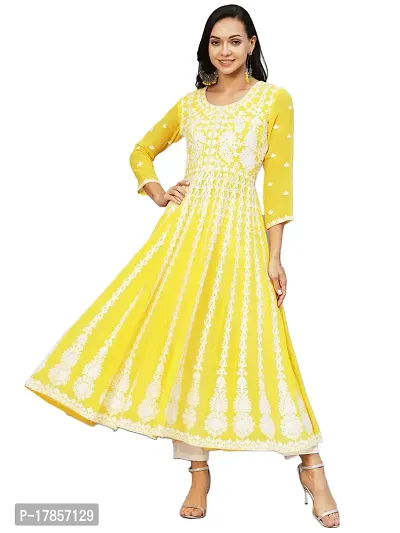 Stylish Womens Georgette Chikankari Embroidered Anarkali Kurti