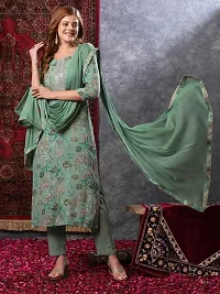 Stylish Green Rayon Floral Kurta Bottom and Dupatta Set For Women-thumb3