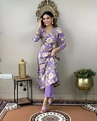 Stylish Lavender Rayon Floral Kurta Bottom Set For Women-thumb3