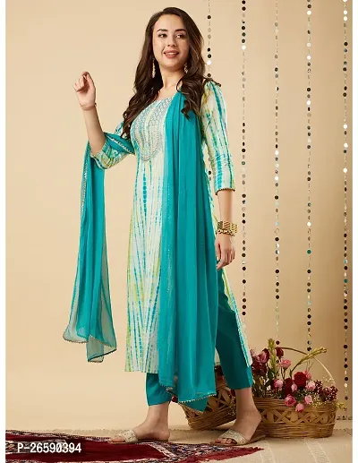 Trendy Blue Printed Cotton Blend Straight Kurta Pant With Dupatta-thumb4