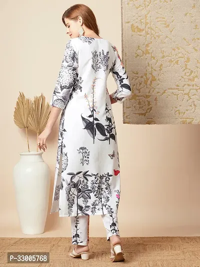 Stylish White Rayon Printed Kurta Bottom Set For Women-thumb2