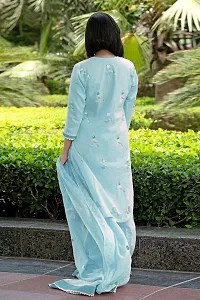 Stylish Blue Rayon Embroidered Kurta Bottom and Dupatta Set For Women-thumb1