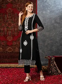 Elegant Cotton Blend Embroidered Kurta with Pant And Dupatta Set For Women-thumb3