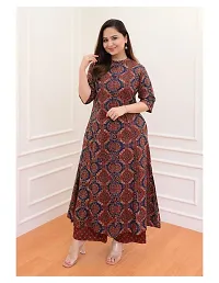 A-Line Maroon Printed Cotton Blend Kurta Bottom Set For Women-thumb2