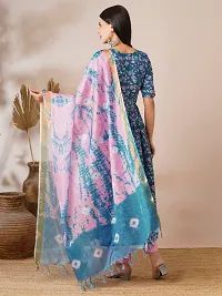 Stylish Blue Rayon Floral Kurta Bottom and Dupatta Set For Women-thumb1