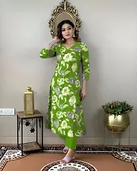 Stylish Green Rayon Floral Kurta Bottom Set For Women-thumb4