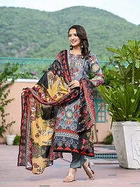 Stylish Multicoloured Rayon Printed Kurta Bottom and Dupatta Set For Women-thumb3