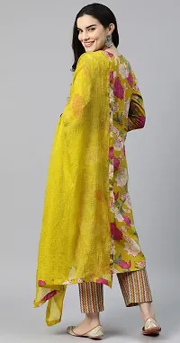 Stylish Mustard Rayon Floral Kurta Bottom and Dupatta Set For Women-thumb4