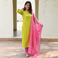 ANNI DESIGNER Women's Cotton Straight Printed Kurta with Pant  Dupatta (SHIPRA Light Green)-thumb3