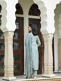 Stylish Grey Rayon Printed Kurta Bottom and Dupatta Set For Women-thumb1