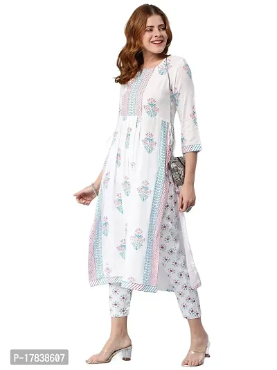 Stylish Womens Cotton Blend Printed Straight Kurta With Pant-thumb0