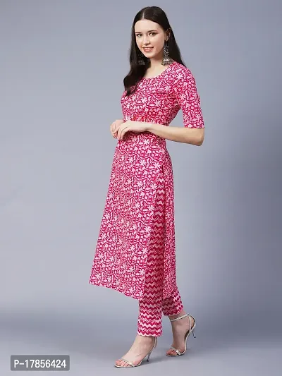 Stylish Womens Cotton Blend Printed Straight Kurta With Pant-thumb2