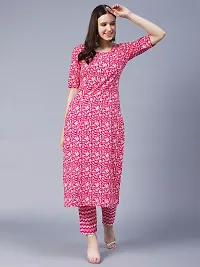 Stylish Womens Cotton Blend Printed Straight Kurta With Pant-thumb2