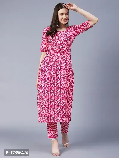 Stylish Womens Cotton Blend Printed Straight Kurta With Pant-thumb3