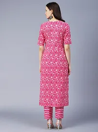 Stylish Womens Cotton Blend Printed Straight Kurta With Pant-thumb3