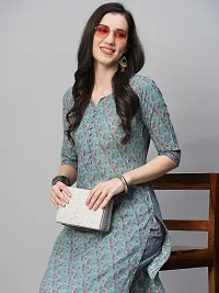 Stylish Womens Cotton Blend Traditional Straight Printed Kurta And Pant Set-thumb3