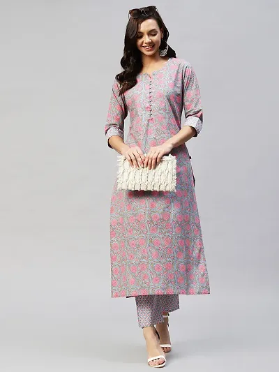 Attractive Blend Straight Kurta Pant Set