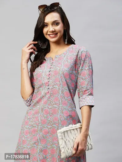 Stylish Womens Cotton Blend Straight Printed Kurta With Pant-thumb5