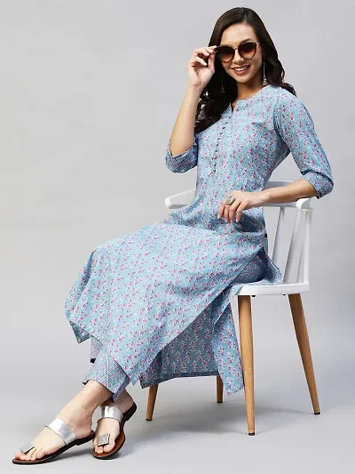 Stylish Womens Blend Straight Kurta With Palazzo