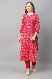 Stylish Womens Cotton Blend Straight Printed Kurta With Pant-thumb3