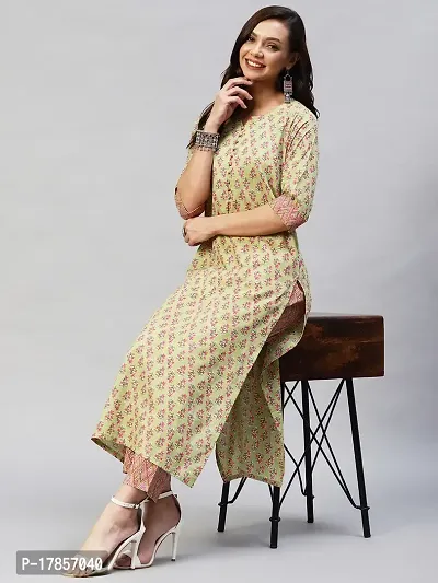 Stylish Womens Cotton Blend Straight Printed Kurta With Palazzo-thumb0