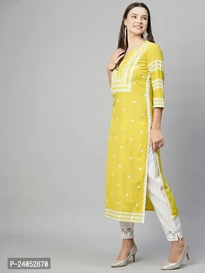 Stylish Womens Cotton Blend Embroidered Straight Kurta-thumb0