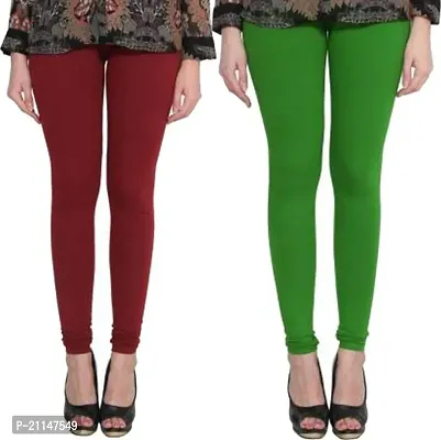 Fabulous Multicoloured Cotton Spandex Solid Leggings For Women Pack Of 2