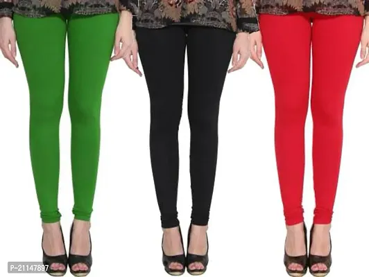 Fabulous Multicoloured Cotton Spandex Solid Leggings For Women Pack Of 3