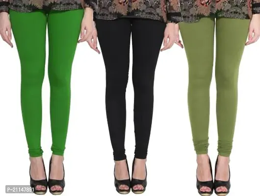 Fabulous Multicoloured Cotton Spandex Solid Leggings For Women Pack Of 3