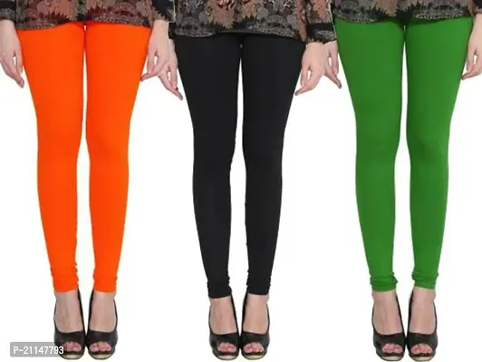 Fabulous Multicoloured Cotton Spandex Solid Leggings For Women Pack Of 3-thumb0