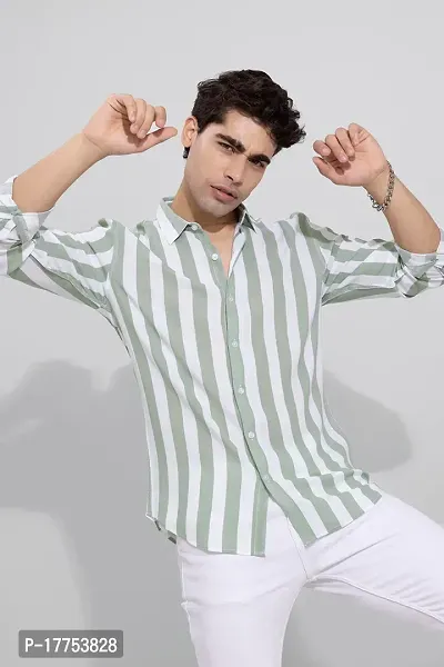 Stylish Fancy Cotton Blend Striped Regular Fit Long Sleeves Casual Shirts For Men