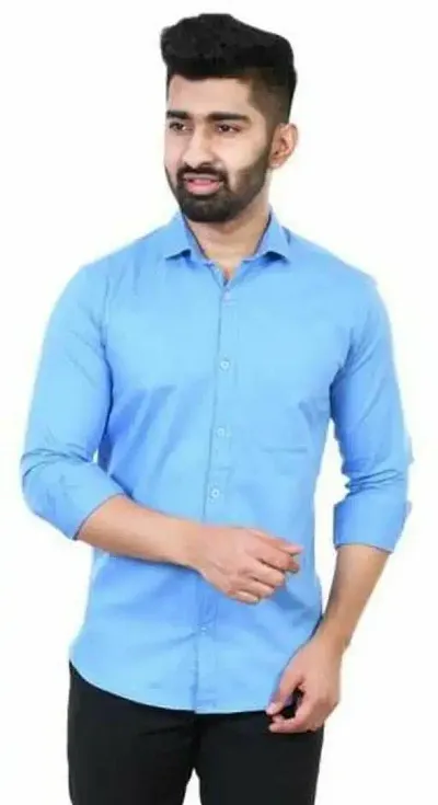 Men's Stylish Cotton Long Sleeves Solid Regular Fit Casual Shirts