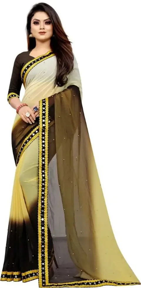 Georgette Polka Dot Printed Saree with Blouse piece