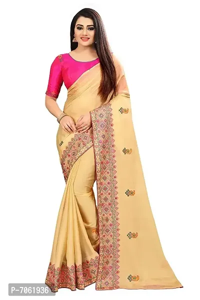 Beautiful Silk Cotton Mirror Embroidery Work Saree With Blouse Piece-thumb0