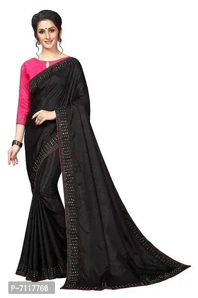 Bollywood Black Silk Cotton Saree with Blouse piece