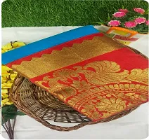 Beautiful Cotton Blend Saree With Blouse Piece-thumb1