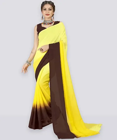 Elegant Georgette Printed Sarees With Blouse Piece