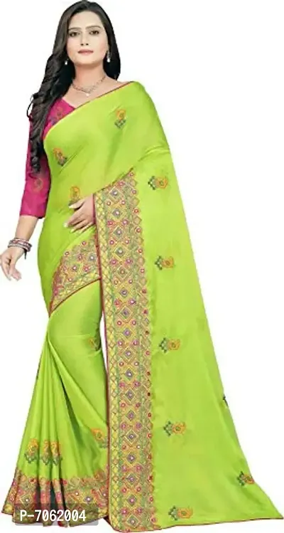 Beautiful Silk Cotton Mirror Embroidery Work Saree With Blouse Piece