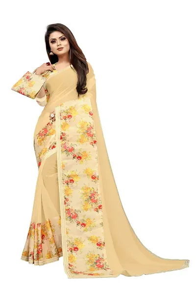 Stylish Georgette Floral Saree With Blouse Piece For Women