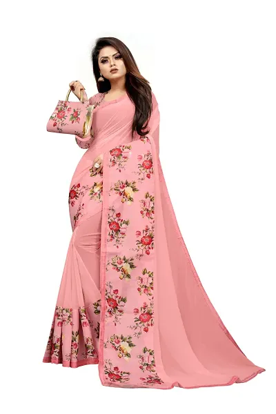 Stylish Georgette Floral Saree With Blouse Piece For Women