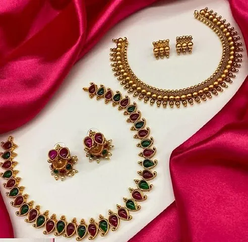 Combo Of 2 Alloy Crystal Jewellery Sets