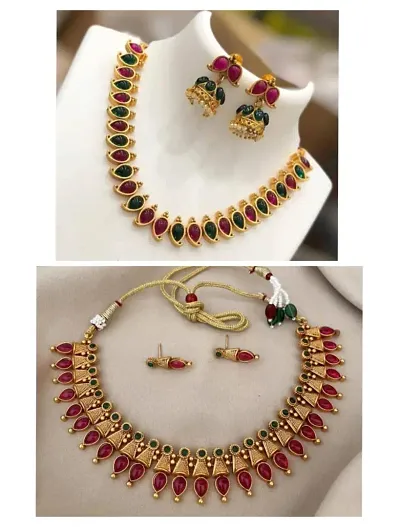 Traditional Alloy Gold Plated Necklace Set Pack of 2