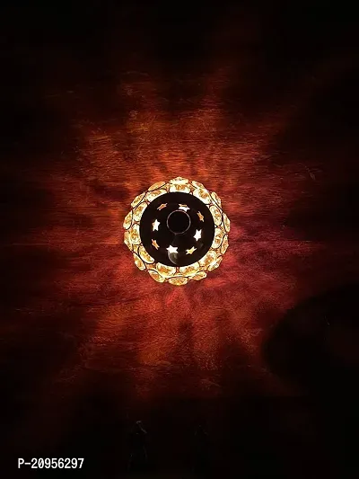 Purti Impex Akhand Diya Diyas Decorative Brass Crystal Oil Lamp, Tea Light Holder Lantern Oval Shape Diwali Gifts Home Decor Puja Lamp (Small)-thumb3