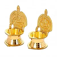 Kamakshi Devi Brass Oil Deepam/Diya for Pooja, Standard, Golden-thumb1