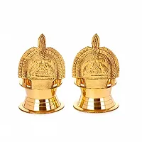 Kamakshi Devi Brass Oil Deepam/Diya for Pooja, Standard, Golden-thumb3